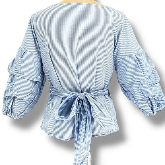 SOCIALITE Woman's Wrap Blouse Layered Balloon Sleeve S Kitschy Whimsey Fairycore - Picture 3 of 6